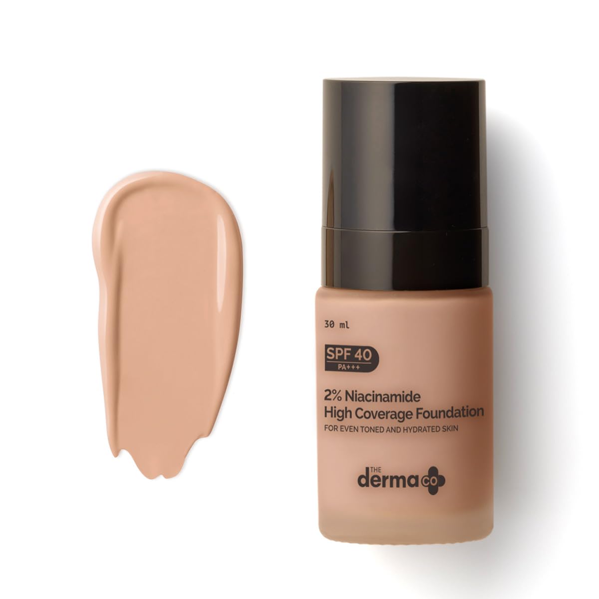 The Derma Co 2% Niacinamide Medium Coverage Matte Liquid Foundation For All Skin Types With 1% Hyaluronic Acid & Spf 40 Pa+++ For 12 Hour Long Stay & Oil Control - 01 Ivory, Pack Of 1