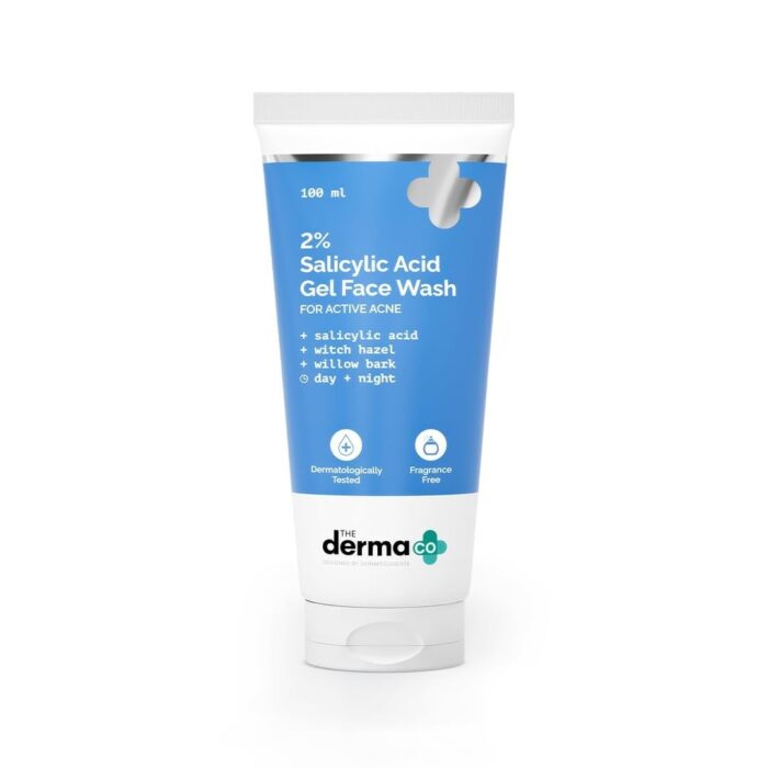 The Derma Co. 2% Salicylic Acid Gel Face Wash | For Oily Skin | With Salicylic Acid & Witch Hazel | Treats Active Acne| Unclog Pores | Controls Oil - 100ml