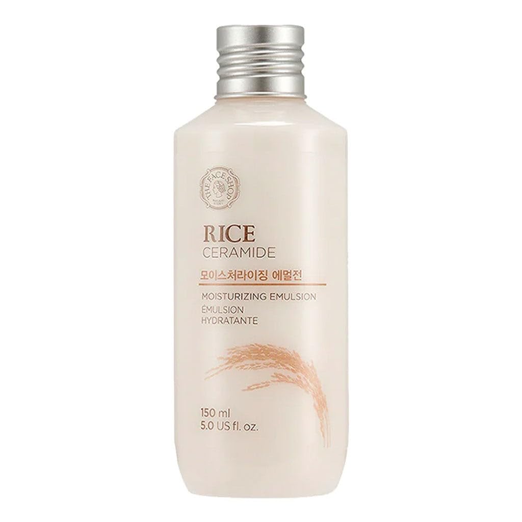 The Face Shop Rice&Ceramide Moisturizing Emulsion With Rice Extracts|Light Weight The Face Shop Rice&Ceramide Moisturizing Emulsion With Rice Extracts|Light Weight Emulsion|Locks Moisture For 12 Hours,For Soft And Glowing Skin |Korean Beauty Products For All Skin,150Ml,Liquid