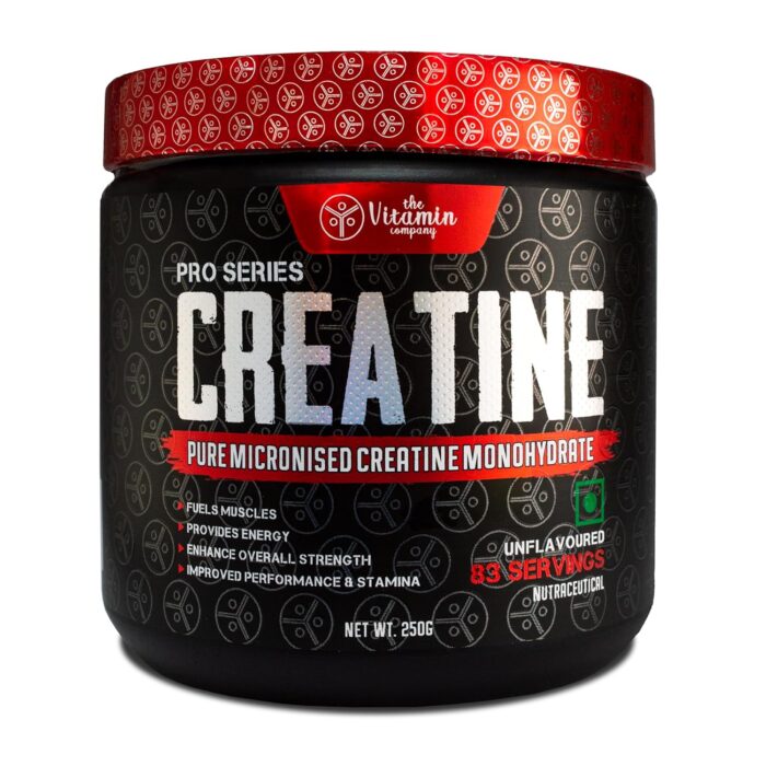The Vitamin Company Creatine Monohydrate 250 gm, 83 Servings, Boosts Athletic Performance | Muscle Repair & Recovery | Fuels Muscles | Provides Energy Support for Heavy Workout | Unflavoured
