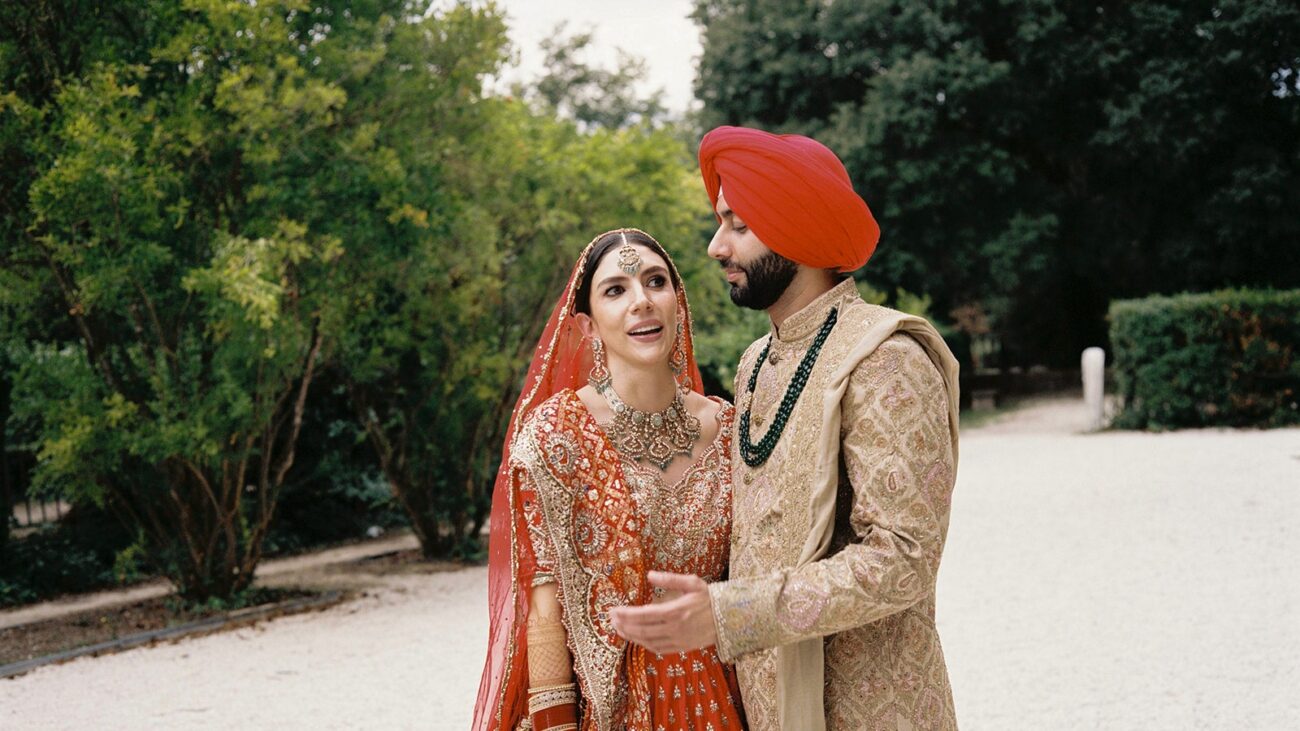 The bride wore a 30-foot train to marry in an ancient basilica at this Catholic-Sikh wedding in Rome