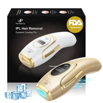 ThePlushCo Ice Cool IPL Hair Removal Laser Machine FDA-Approved, 0°C Cooling Laser Hair Removal Machine for Permanent Hair Reduction | Safe for Face, Bikini, Whole Body | 999999 Flashes (Gold)