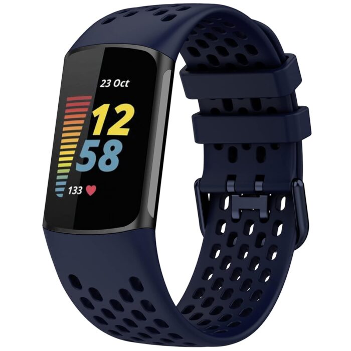 TopPerfekt Sport Bands Compatible with Fitbit Charge 5, Adjustable Breathable Soft Silicone Sport Replacement Watch Band Straps Wristbands Bracelet for Charge 5 Activity Tracker Women Men