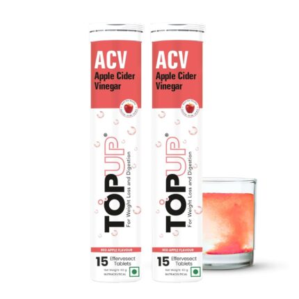 Topup Apple Cider Vinegar Effervescent Tablets | 1500 mg with Garcinia, Green Tea & Pomegranate | With Plant-Based Ingredients | 15 Tabs