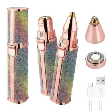 Trychase Portable eyebrow trimmer, epilator for women, facial hair remover for women,Face, Lips, Nose Hair Removal Electric Trimmer with Light- (Rainbow-jari)