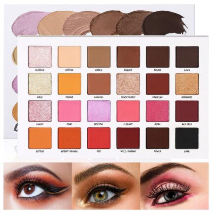 UCANBE CREATIST Neutral Eyeshadow Palette, 24 Color Matte Shimmer Nude Eyeshadow, Highly Pigmented Black Pink Cream Brown Smokey Eye Eyeshadow Palette Makeup, Basic Eye shadow Palette