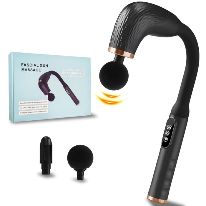 UFFAE Massage Gun with Upgraded Extension Handle, Back Massager for Pain Relief Deep Tissue, 4 Massage Heads & 6 Speed Levels