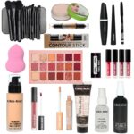 UMA MAC COMBO MAKEUP KIT FOR GIRLS & WOMEN SET OF 19 FOUNDATION, EYELINER, MASCARA, EYEBROW PENCIL, FIXER, PRIMER, EYESHADOW, LIPSTICK, CONTOUR STICK, CONCEALER, EYELASHES