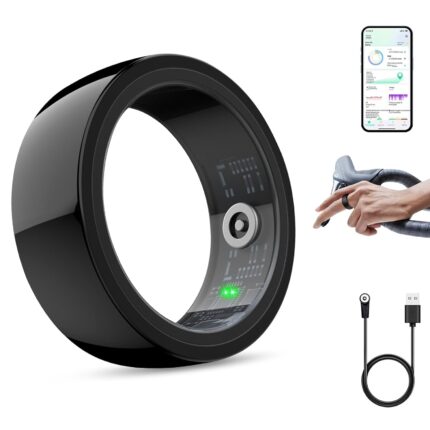 Ultra-Thin Smart Ring Health Tracker for Women Men,Fitness Tracker with Heart Rate/Blood Pressure/Blood Oxygen Monitor,Smart Ring for iSO & Android (Black,11)