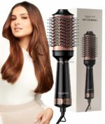 Urban Yog MakeMeeBold Hot Air Brush|2-in-1 Hair Dryer & Straightener with 3 Temp & 2 Speed Settings, 360° Airflow Vents, PTC Fast Heating, Ceramic Plates, Auto Shut-Off,Tangle-Free Bristles,1200 Watt