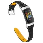 Uzviyo Compatible for Fitbit Charge 5 Watch Bands, Elegant Narrow Leather Strap Wristband with a HD Screen Protector, Soft Bracelet Replacement for Fitbit Charge 5 for Men Women