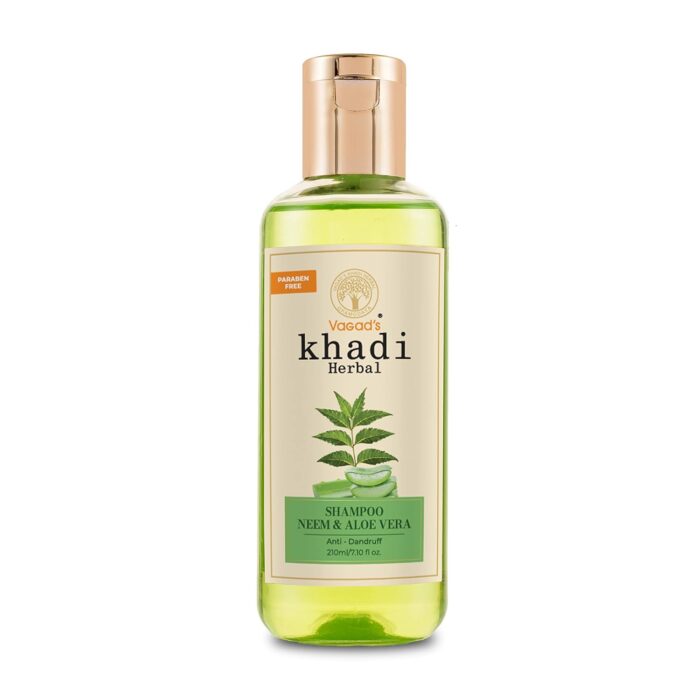 VAGAD'S KHADI HERBAL GRAMODAYA Neem and Aloe Vera Shampoo, Hair Nourishment Hair Moisture, 210ml