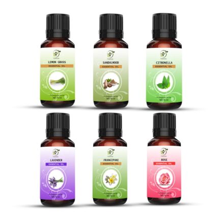 VIRTUAL Pack of 6 Pure & Natural Essential Oil of Lemongrass, Sandalwood, Citronella, Lavender, Frangipani, Rose for Aromatherapy, Diffuser, Humidifier (15 ML Each)
