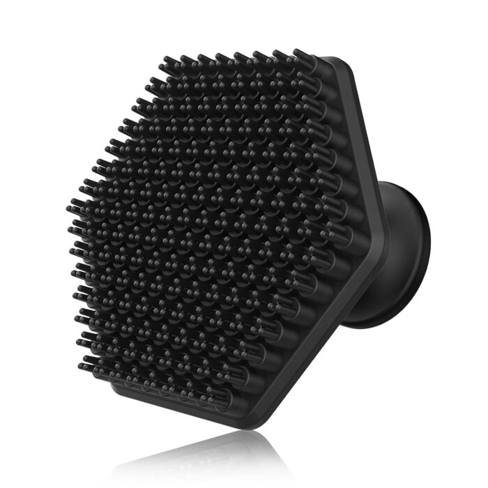 VWMYQ Face Scrubber, Silicone Facial Brush for Men, Gentle Exfoliator Pad & Massager, Facial Cleansing/Wash Brush - Removes Dead & Dry Skin (Black, Hexagon)