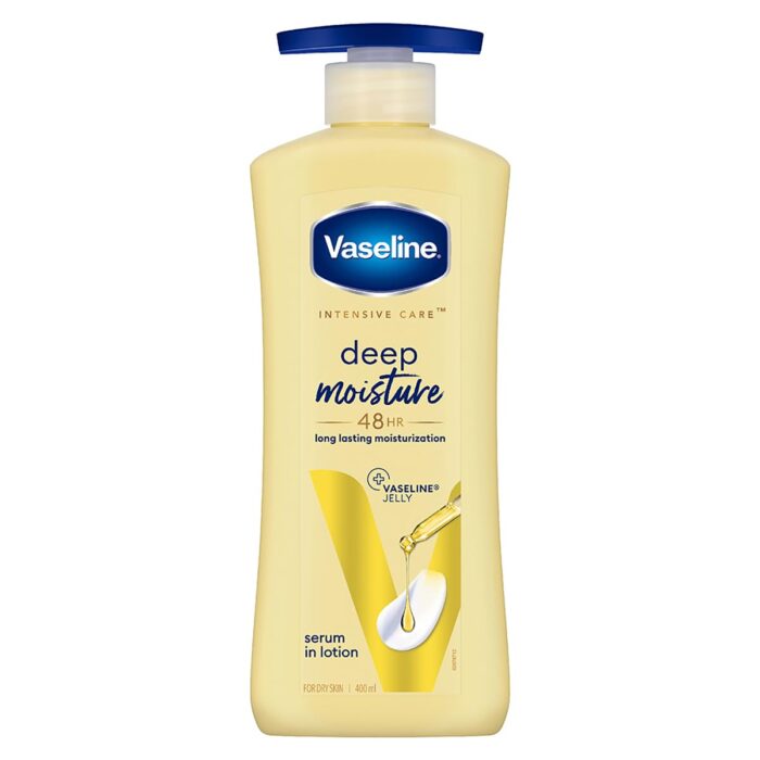 Vaseline Intensive Care Deep Moisture Nourishing Body Lotion 400 ml, Daily Moisturizer for Dry Skin, Gives Non-Greasy, Glowing Skin - For Men & Women