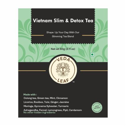 Veda Leaf Vietnam Slim Detox Green Tea - 60g | Detox Green Tea with Garcinia Cambogia, Lemongrass - Helps Improve Skin Glow & Detoxifies the Body | Supports Holistic Health & Helps In Detoxification