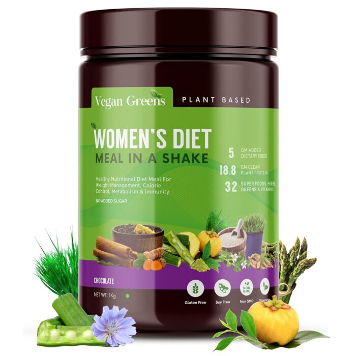 Vegan Greens Women Diet Meal in a Shake With Ayurvedic Herbs- Healthy Meal Replacement Shake For Weight Management, Calorie Control Metabolism & Immunity (1 Kg, Chocolate)