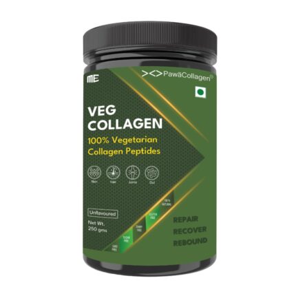 Vegetarian Collagen Peptides by PawaCollagen, 100% Veg Collagen Powder with Natural Flavor, Supports Healthy Skin, Hair, Joints & Bones, Digestion- 250gm (Veg Collagen)