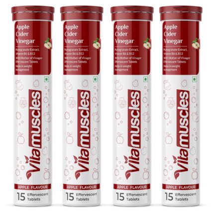 Vitamuscles Apple Cider Vinegar Effervescent Tablets, With Mother of Vinegar, Pomegranate Extract, Vitamin B6 & B12, Sugar Free (60 Tablets)