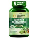 Vlado's Himalayan Organics Immunity Multivitamin With Probiotics | Vitamin B1,B2,B3,B5,B6,B12,A,E,k,D3, Zinc, Giloy, Calcium | 40+Vital Nutrients for Overall Health, Radiance, Strong Bones & Immunity - 180 Veg Tablets