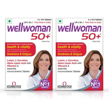 WELLWOMAN 50+ Multivitamins For Women Over Age 50 Years With Vitamins,Iron,Calcium,Amino Acids To Support Menopausal Symptoms,Maintain Energy,Vision & Heart Health,Vegetarian 30 Tablets(Pack Of 2)