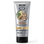 WOW Skin Science MEN KOREAN GINSENG + KOJIC ACID Detan Face Wash Gel | Reduces Tan & Dark Spots | GinsengClear™ Technology | Gentle Exfoliation | No Sulphates, Parabens or Silicones | 100ml