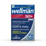 Wellman 50+ Multivitamin Tablets for Men Aged 50+ | Ginseng, Citrus & Amino Acids | Support Health & Vitality | Boost Cognitive & Immune Function | Reduce Tiredness & Fatigue | 30 Veg Tablets