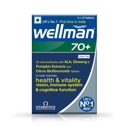 Wellman 70+ Multivitamin Tablets|Ginseng,Pumpkin Extract & Citrus Bioflavonoids|Supports Health & Vitality|Boosts Vision,Immune System & Cognitive Function|30 Veg Tablets, 60 grams