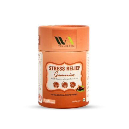 Wellnessia Stress Relief Gummies | For Men & Women, 100% Vegan, Naturally Gluten Free | Reduces Stress, Anxiety and Improves Sleep - 30 Gummies Pack (Imli Flavour)