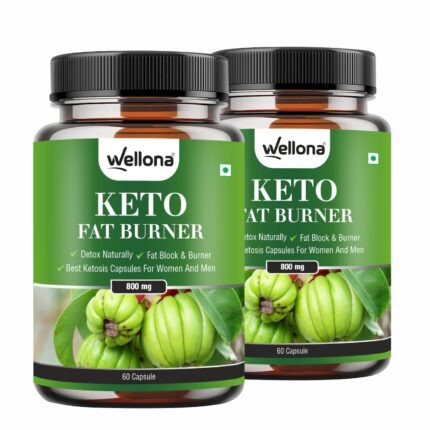 Wellona Keto Fat Burner 60 Capsules 800 Mg|Weight Loss Supplement With Garcinia Cambogia,Green Coffee Beans Green Tea Extract Metabolism Booster,Arm,Thighs,Belly Fat Burner (Pack Of 2)