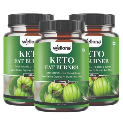 Wellona Keto Fat Burner 90 Capsules – 800MG | Weight Loss Supplement with Garcinia Cambogia, Green Coffee Beans Green Tea Extract Metabolism Booster, Arm, Thighs, Belly Fat Burner for Men & Women (Pack of 3)