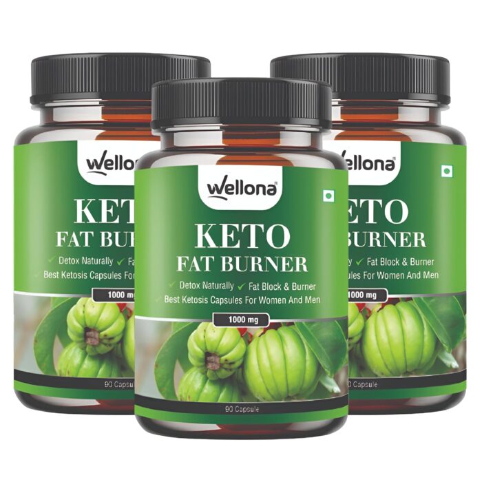 Wellona Keto Fat Burner 90 Capsules – 800MG | Weight Loss Supplement with Garcinia Cambogia, Green Coffee Beans Green Tea Extract Metabolism Booster, Arm, Thighs, Belly Fat Burner for Men & Women (Pack of 3)