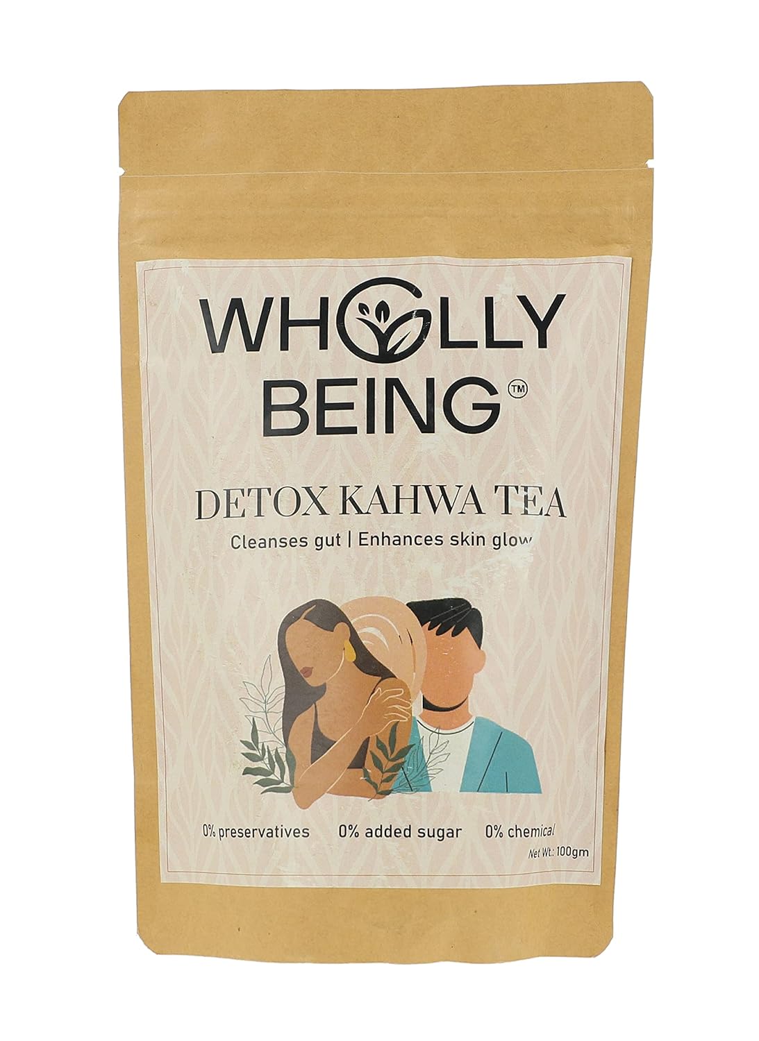 Wholly Being - Detox Kahwa Tea for skin glow and gut detox 100g with nutmeg, sea buckthorn, rose petals, orange peels