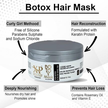 XCLUSIF PROFESSIONAL Repair Mask for Dry & Damaged Hair Treatment for Growth, Conditioning, Smoothening Argan Oil, Keratin & BTX Infused, Color Protecting, Suitable for All Hair & Scalp Types 300ML