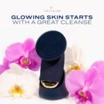 YouthLab SoniGlow, Navy, Silicone Facial Skin Cleansing Brush, Electric, Vibrating, Scrubber, Hygienic, Exfoliation, Massage, Firm, Tone, Blackheads, Pores, Waterproof, Rechargeable, Makeup Removal