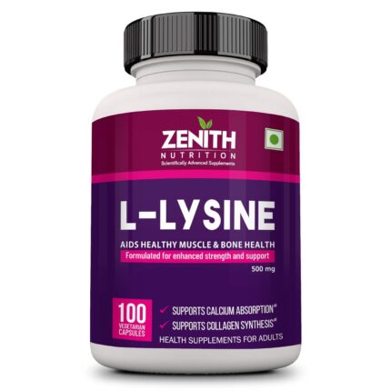 Zenith Nutrition L-Lysine 500mg – 100 veg capsules | Lab tested