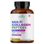 Zespo Collagen Peptides Supplement1200mg – Multi-Collagen Complex for Skin & Wellness 120 Capsules for Men & Women Daily Protein Support