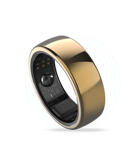 aaboRing, Health & Fitness Tracker Smart Ring, Advance Sleep Monitoring, Stress & Activity Tracking, Titanium, IP68 Waterproof (US Size No 8, Wireless - Glittering Gold)
