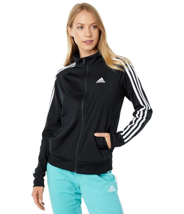 adidas Women's Polyester Essentials Warm-Up Slim 3-Stripes Track Standard Length Jacket