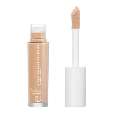 e.l.f. , Hydrating Camo Liquid Concealer, Lightweight, Full Coverage, Long Lasting, Conceals, Corrects, Covers, Hydrates, Highlights, Medium Warm, Satin Finish, 25 Shades, All-Day Wear, 0.20 Fl Oz