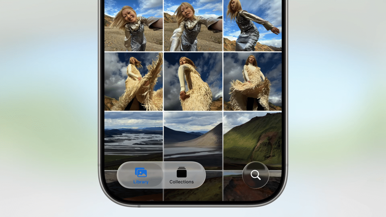 Liquid Glass in Camera with Library and Collections