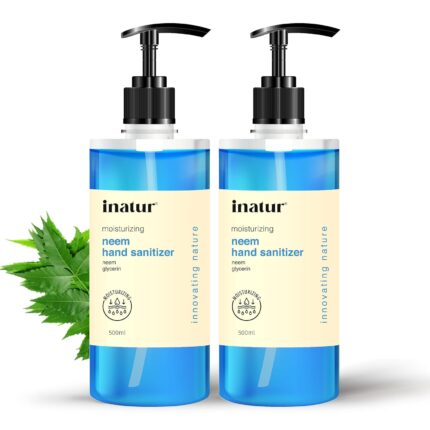 inatur Moisturizing Neem Hand Sanitizer Gel Combo | Alcohol-Based, Antibacterial, Kills 99.9% Germs | Safe on Skin & Surfaces | Hand Sanitizer 500ml | Perfect Disinfectant Gel for Hygiene & Protection