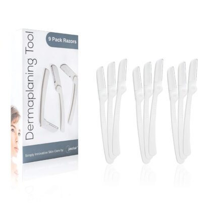 jasclair Dermaplaning Tool Practical Eyebrow, Face and Peach Fuzz Hair Removal Razors for Women, Helps Exfoliate and Smooth the Skin - Bonus Ebook Included for Simple Instructions -9 Count