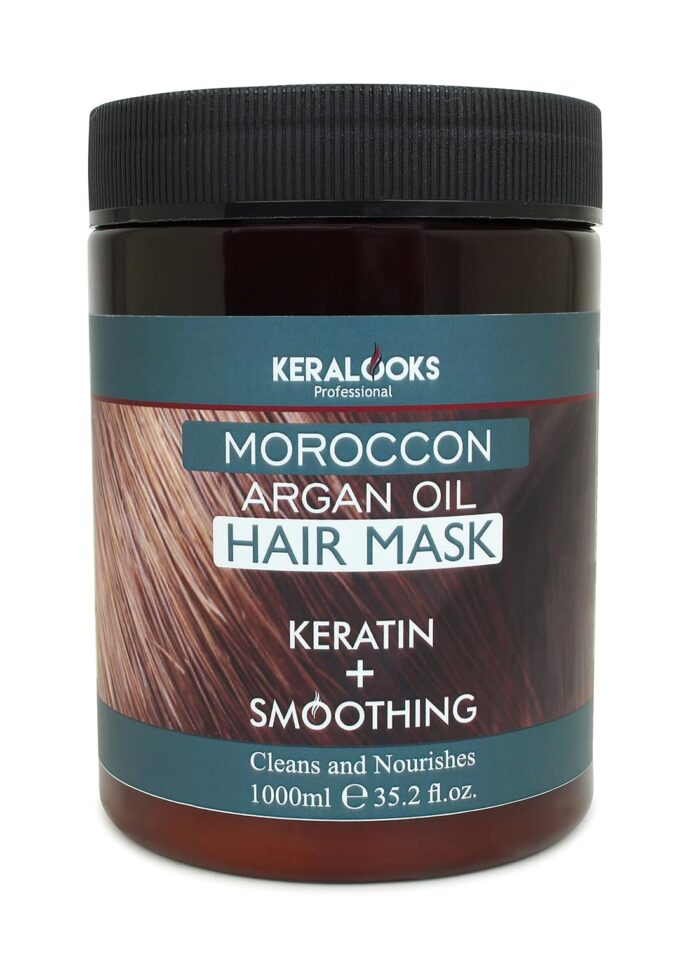 keralooks professional Moroccon Argan Hair Mask For Smoothing Plus Keratin For All Types Hair (1000Ml),1 Count