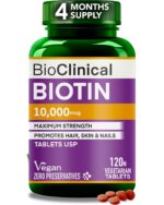 truu HIMALAYAS BioClinical Biotin Tablets for Hair Growth - Biotin 10000mcg for Hair,Skin & Nails - Supplement for Men & Women Hair Growth - Vegan Vitamin B 7 -PureVe Forte Medicine -120 Veg Tablets