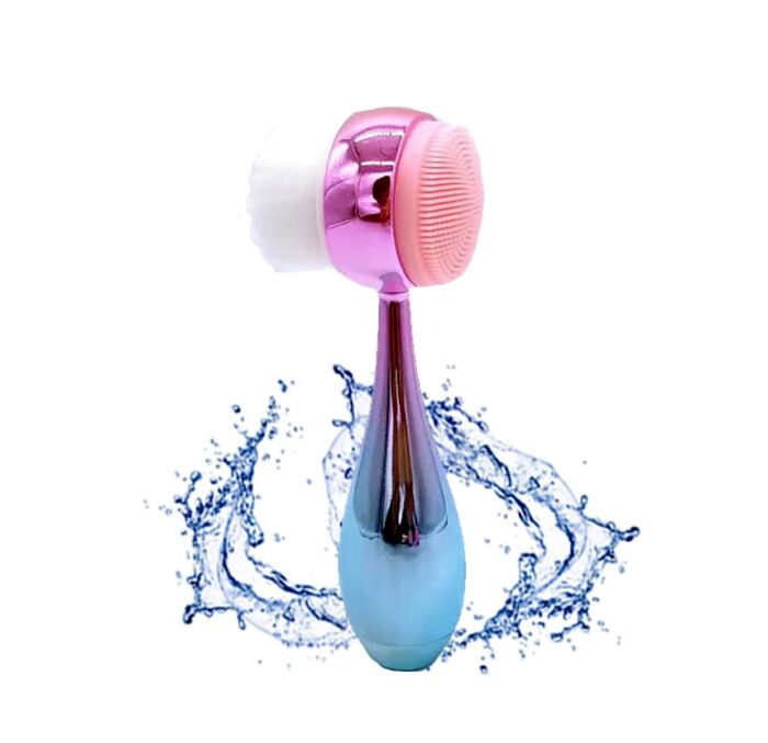 Facial Cleansing Brush 2 in 1Double-Sided Facial Cleaning Brush with Soft Bristles (Electroplated Pink-Green)