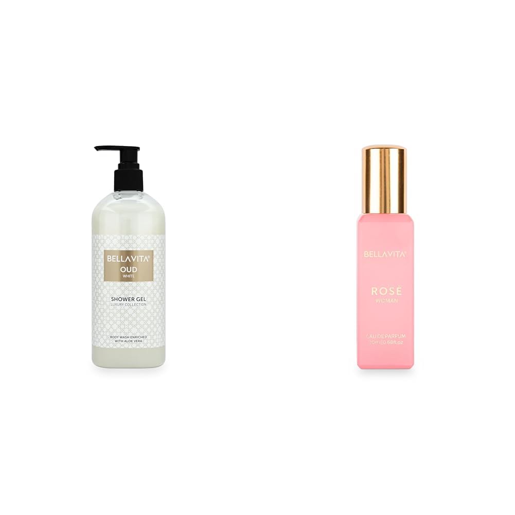 Bella Vita Luxury OUD WHITE Body Wash Refreshing Shower Gel for Deep Cleansing Hydrating Moisturising Softer & Smoother Skin with Aloe Vera 500 ml Rose Woman Eau De Parfum Perfume