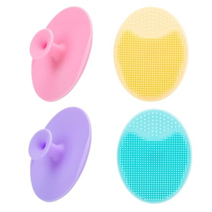 JEXCULL 4 Pack Face Scrubber,Soft Silicone Facial Cleansing Brush Face Exfoliator Blackhead Acne Pore Pad Cradle Cap Face Wash Brush for Deep Cleaning Skin Care(Multicolor A)