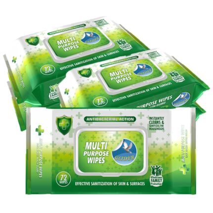 Glider Multipurpose Skin and Surface Wipes with Flip-Top | Gentle & Effective Cleansing for Hands & Surfaces | (Pack of 5 – 360 Wipes)
