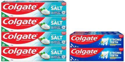 Colgate Strong Teeth (700g) India’s No: 1 Toothpaste Brand, Calcium-boost Tooth Paste for 2X Stronger Teeth & Colgate Active Salt Toothpaste, Daily Germ Protection (800g) with Salt and Mint